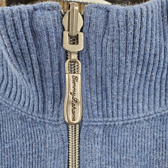 Tommy Bahama Pullover Half Zip Sweater Blue Cotton - Picture 3 of 8